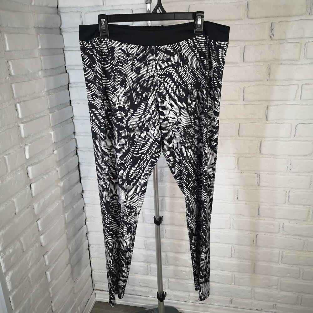 Adidas Ladies Size XL Black & White Print Full Length Leggings